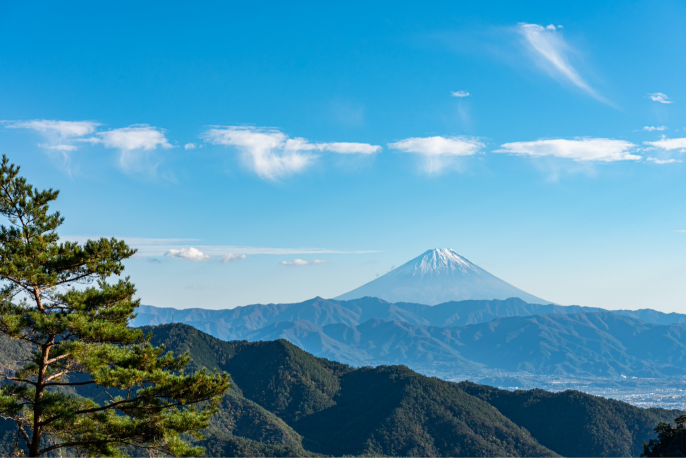 昇仙峡から見る富士山